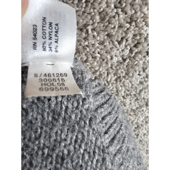 GAP Hoodie Gray Alpaca Blend Knit Long Sleeve Drawstring 2008 Holiday Mens XL - Picture 12 of 16